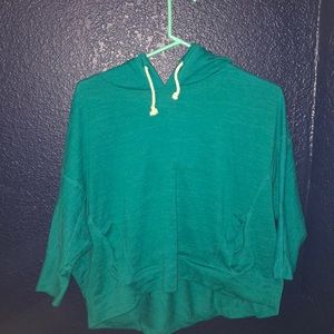 A teal semi cropped sweatshirt